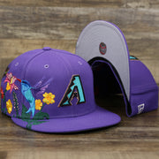 The Cooperstown Arizona Diamondbacks Gray Bottom Bloom Spring Embroidery 59Fifty Fitted Cap | Purple 59Fifty Cap