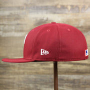 The wearer's left of the Cooperstown Philadelphia Phillies Gray Bottom Bloom Spring Embroidery 59Fifty Fitted Cap | Maroon 59Fifty Cap