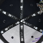 The inside of the New York Yankees Gray Bottom Bloom Spring Embroidery 59Fifty Fitted Cap | Navy Blue 59Fifty Cap