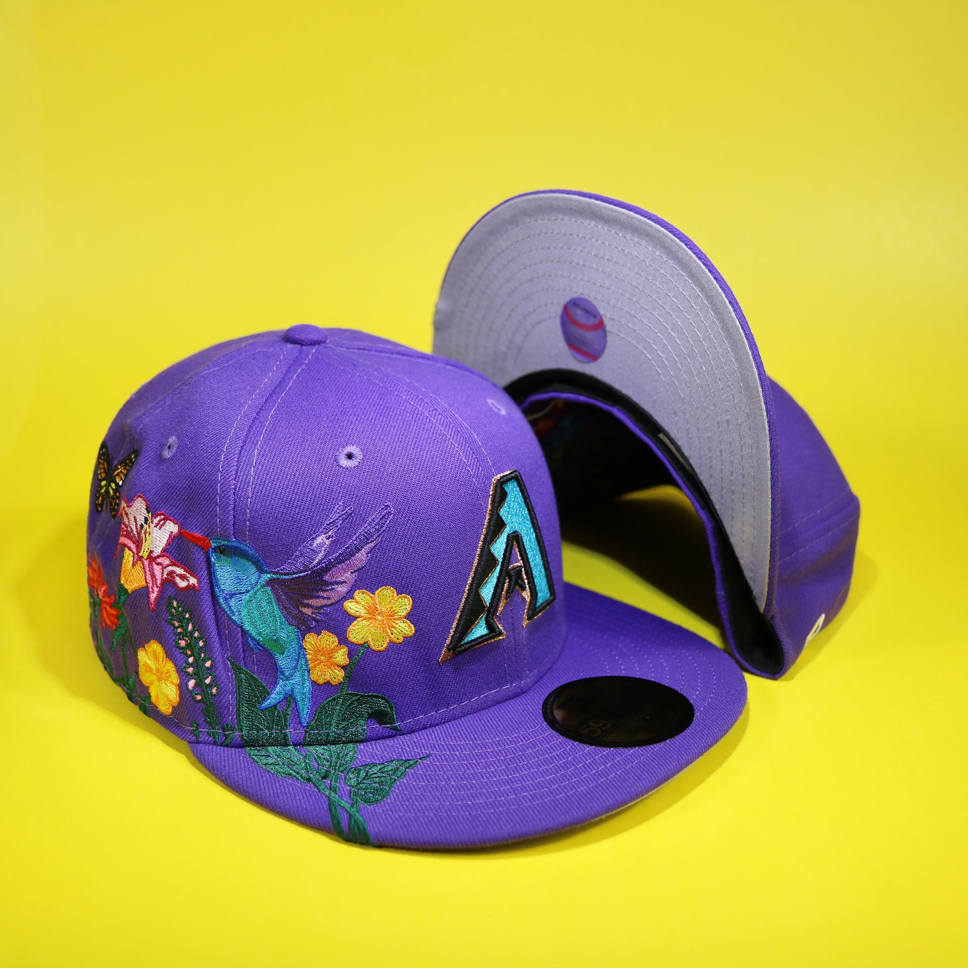 The Los Angeles Dodgers Gray Bottom Bloom Spring Embroidery 59Fifty Fitted Cap | Royal Blue 59Fifty Cap and the gray undervisor