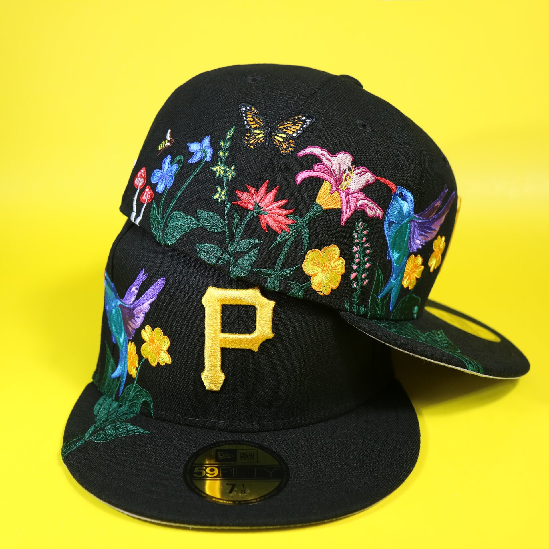 The Pittsburgh Pirates Gray Bottom Bloom Spring Embroidery 59Fifty Fitted Cap | Black 59Fifty Cap