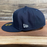 Wearer's left of the New York Yankees "City Cluster" Side Patch Gray Bottom Navy 59Fifty Fitted Cap