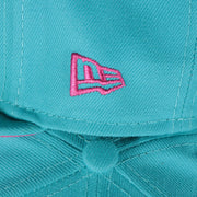 Close up of the New Era flag on the interior of the New York Yankees Cooperstown 2008 All Star Game Magenta Under Bottom 59FIFTY Fitted Cap | Vice Blue Pack