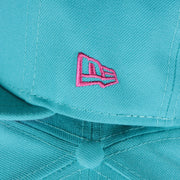 New Era close up on the Philadelphia Phillies 1996 All Star Game Magenta Bottom 59FIFTY Fitted Cap | Vice Blue Pack