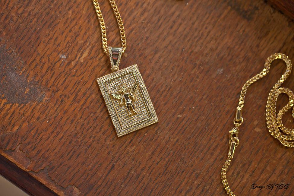 The 18K Gold Plated Square Angel Piece | Golden Gilt laid flat