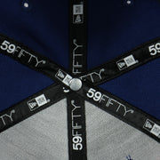 new era taping on the Los Angeles Dodgers Groovy World Series Champions Patch 59Fifty Fitted Cap | New Era Groovy Side Patch 5950