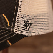 47 brand logo on the Boston Bruins Brown, White, and Yellow Retro Adjustable Trucker Dad Hat