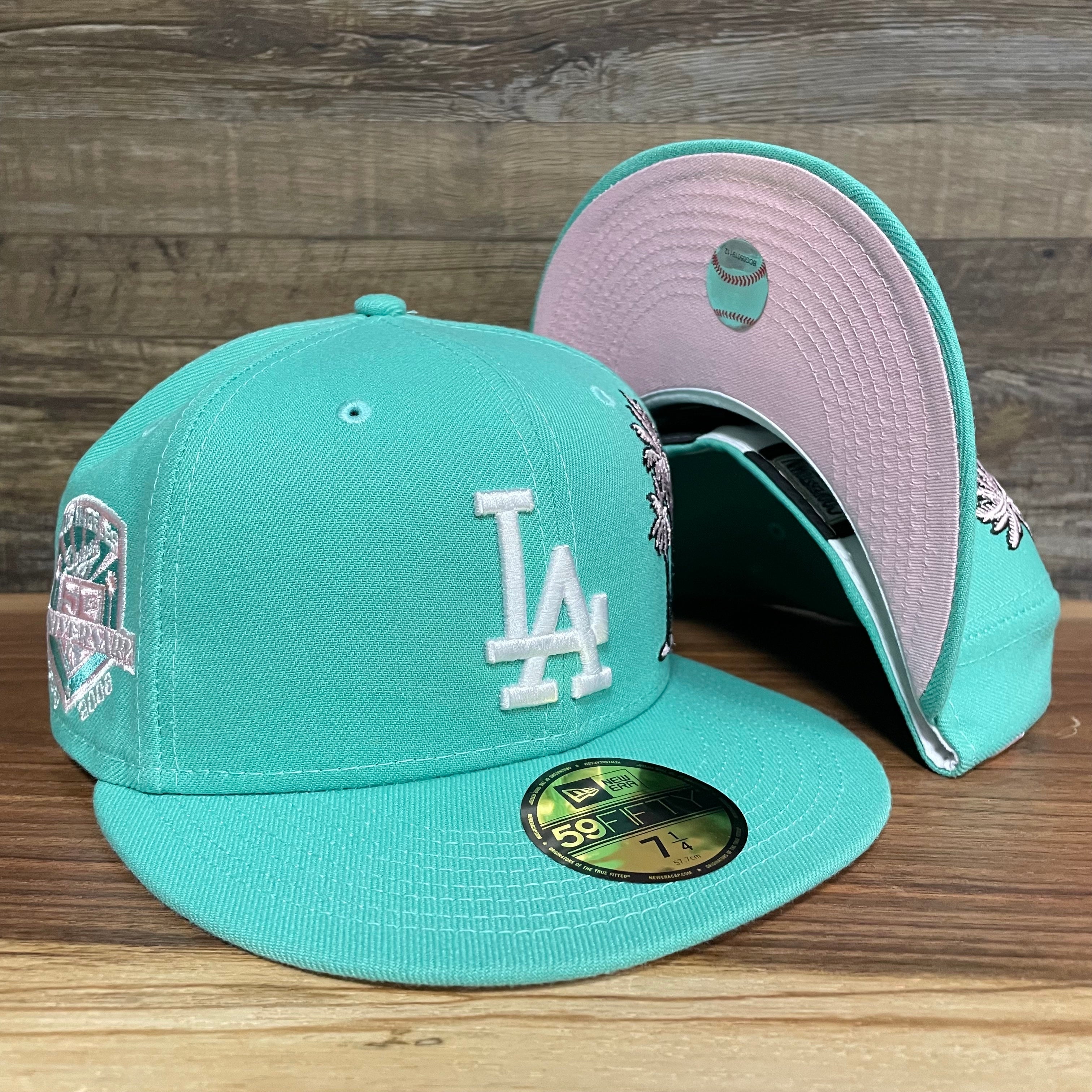 Los Angeles Dodgers Sky Blue Pink Bottom 50th Anniversary New Era 59Fifty  Fitted