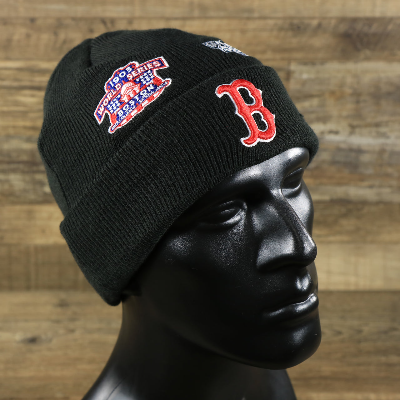 Boston Red Sox All Over World Series Side Patch 9x Champion Knit Cuff Beanie | New Era, Black