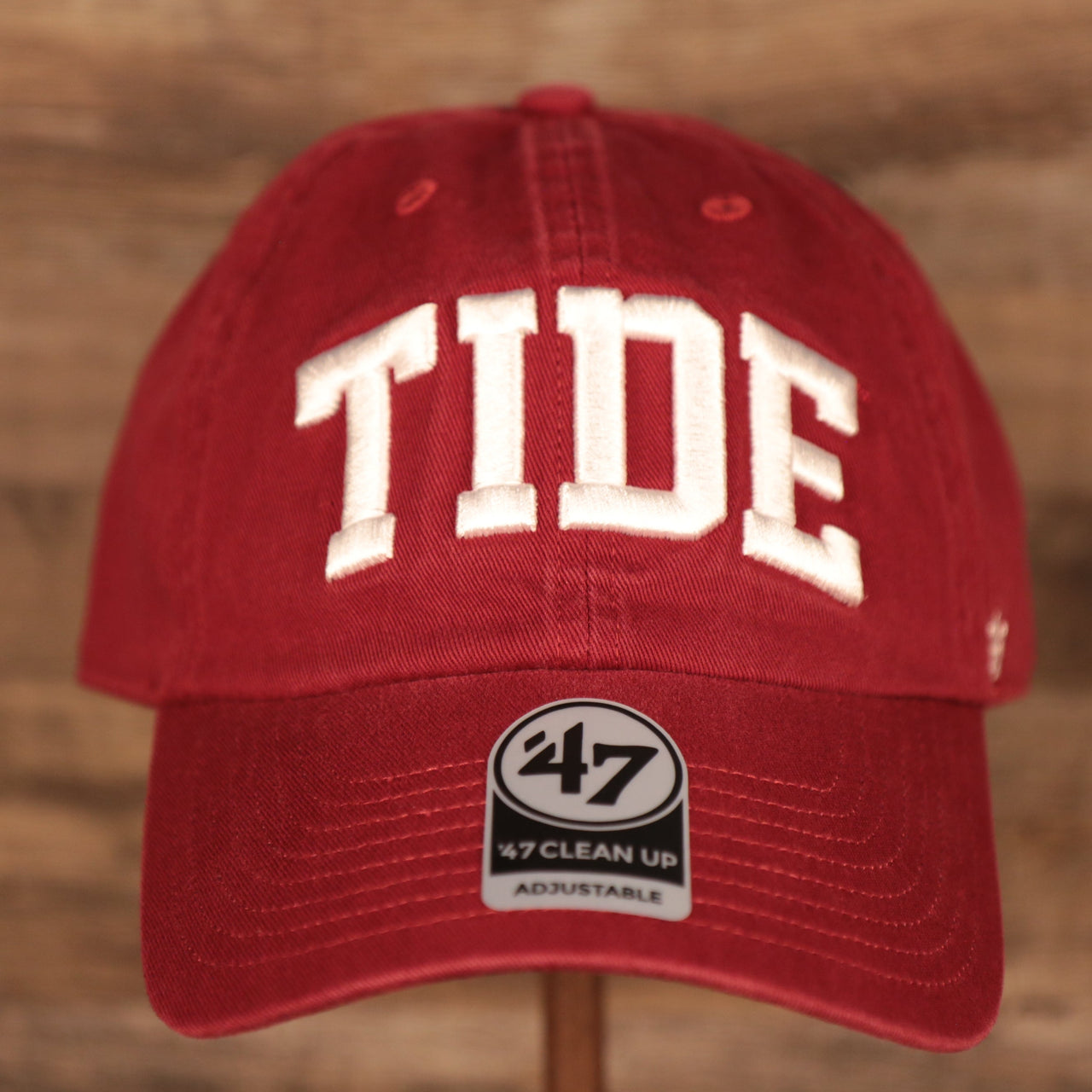 front of the Alabama Crimson Tide Logo Red Adjustable Dad Hat