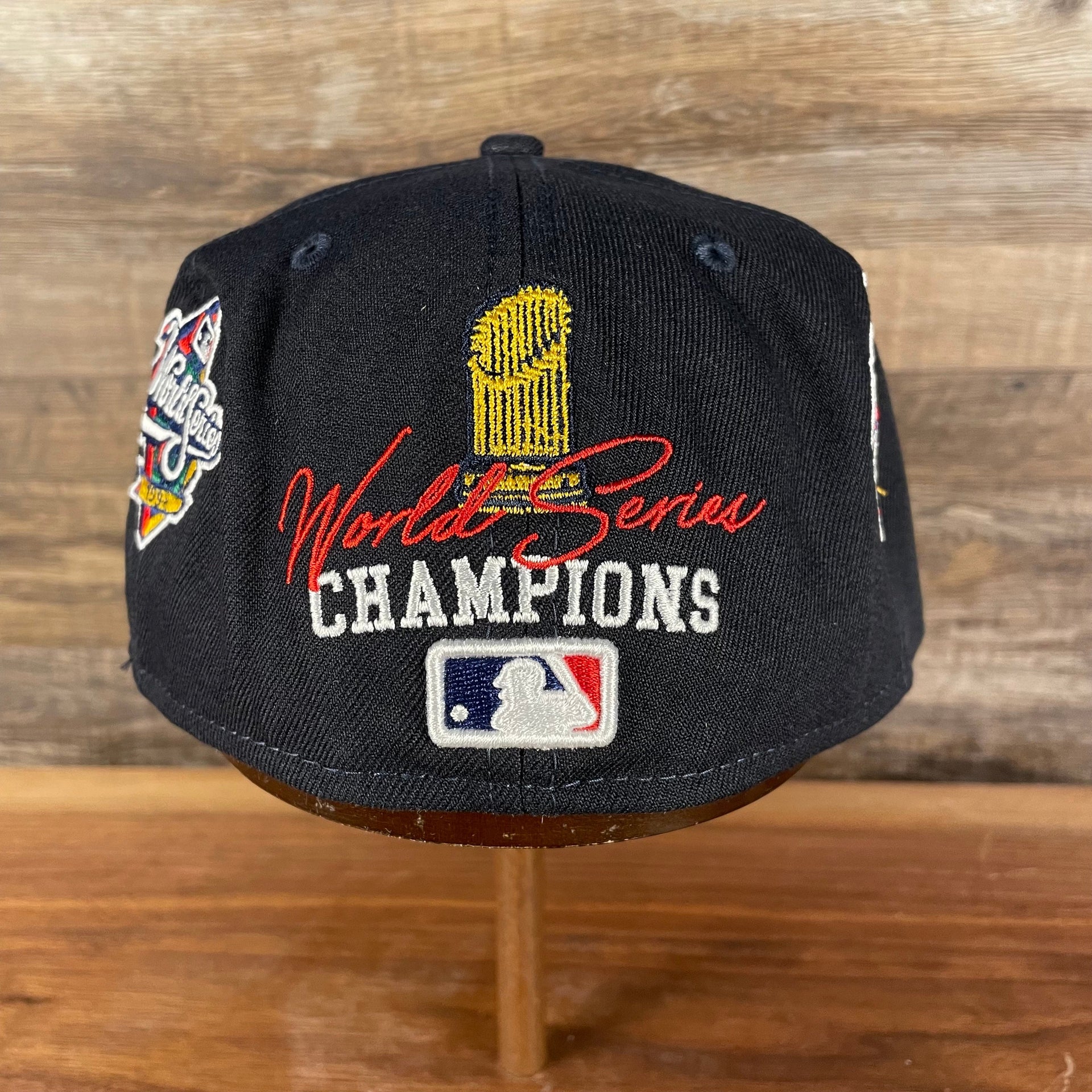 back view of the New York Yankees Cooperstown "Championship Rings" All Over Side Patch Gray Bottom 59FIFTY Fitted Cap