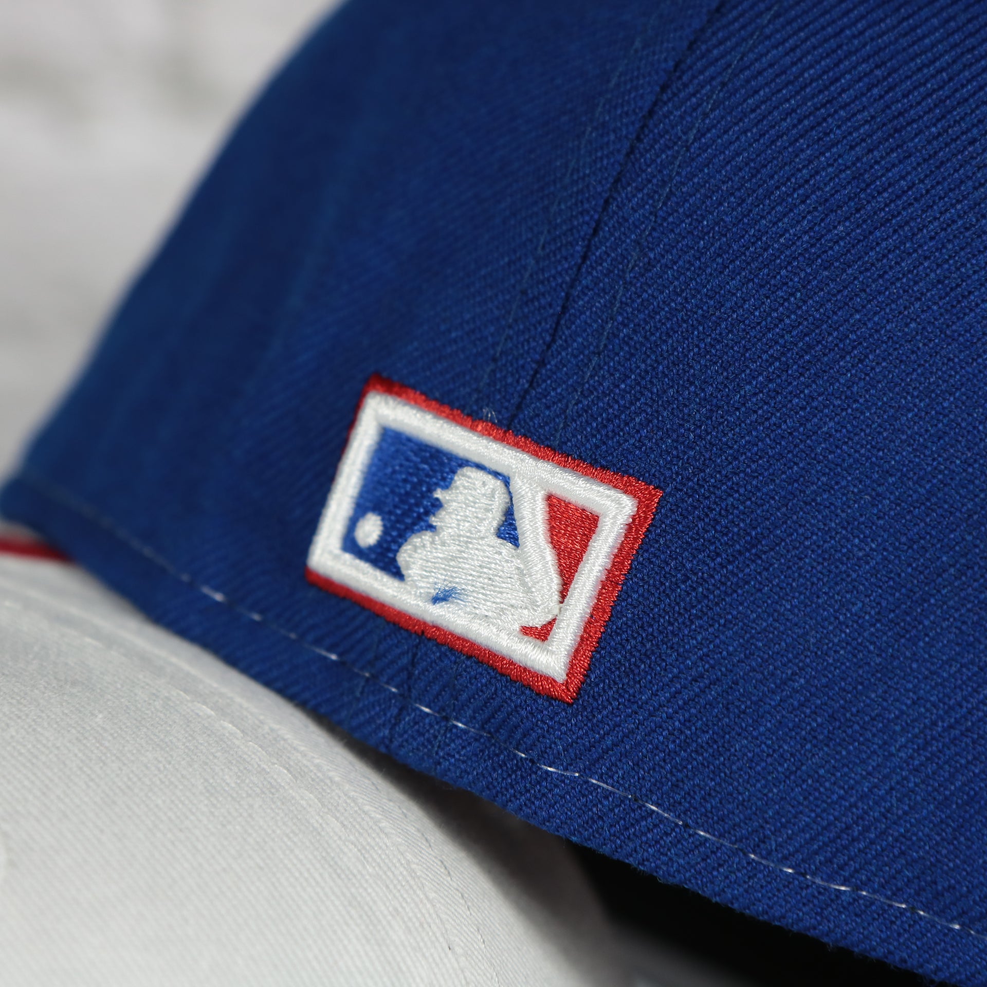 MLB cooperstown logo on the Cooperstown Montreal Expos Gray Bottom Tri Colored 59Fifty Fitted Cap | Red, Blue, And White 59Fifty Cap