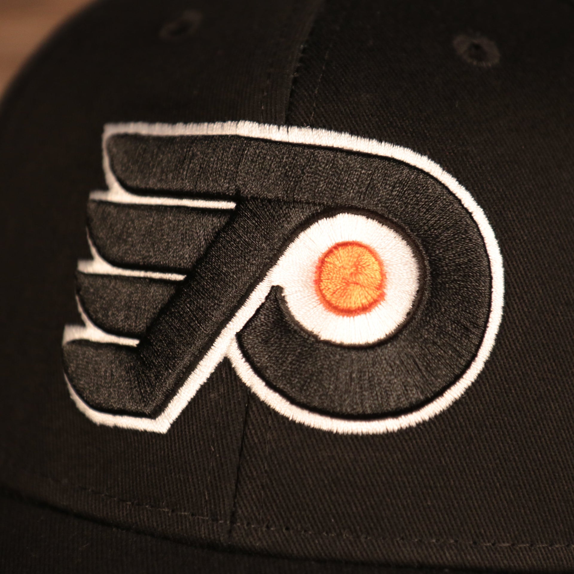 flyers logo on the front of the Philadelphia Flyers Black Adjustable Dad Hat