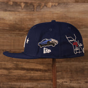 Wearer's left of the Los Angeles Dodgers City Transit All Over Side Patch Gray Bottom 59Fifty Fitted Cap