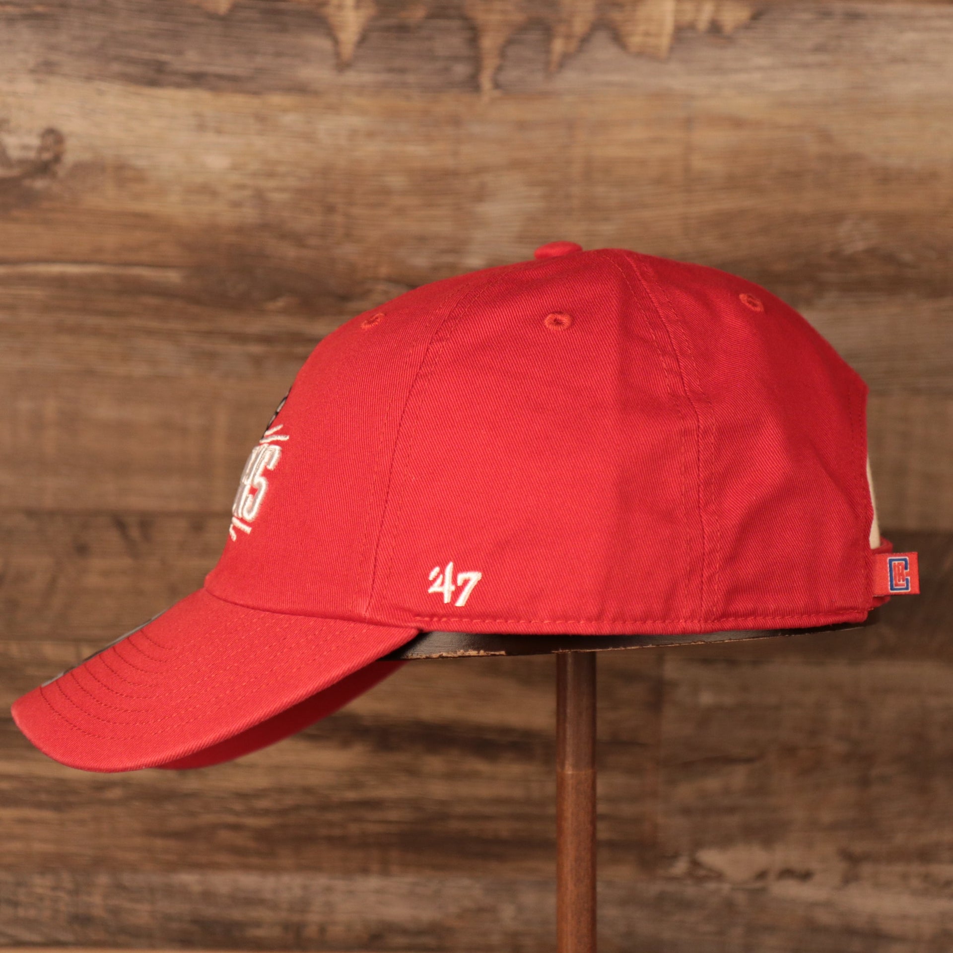 wearers left side on the Los Angeles Clippers Red Adjustable Dad Hat