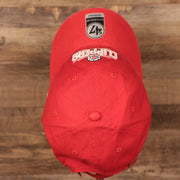 top view on the Los Angeles Clippers Red Adjustable Dad Hat