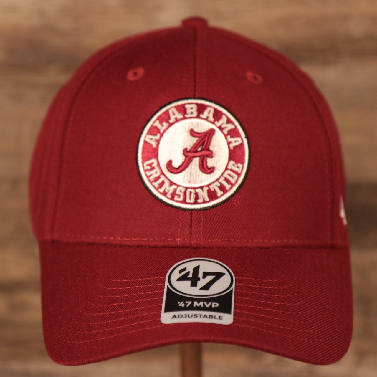 front of the Alabama Crimson Tide Logo Red Adjustable Dad Hat