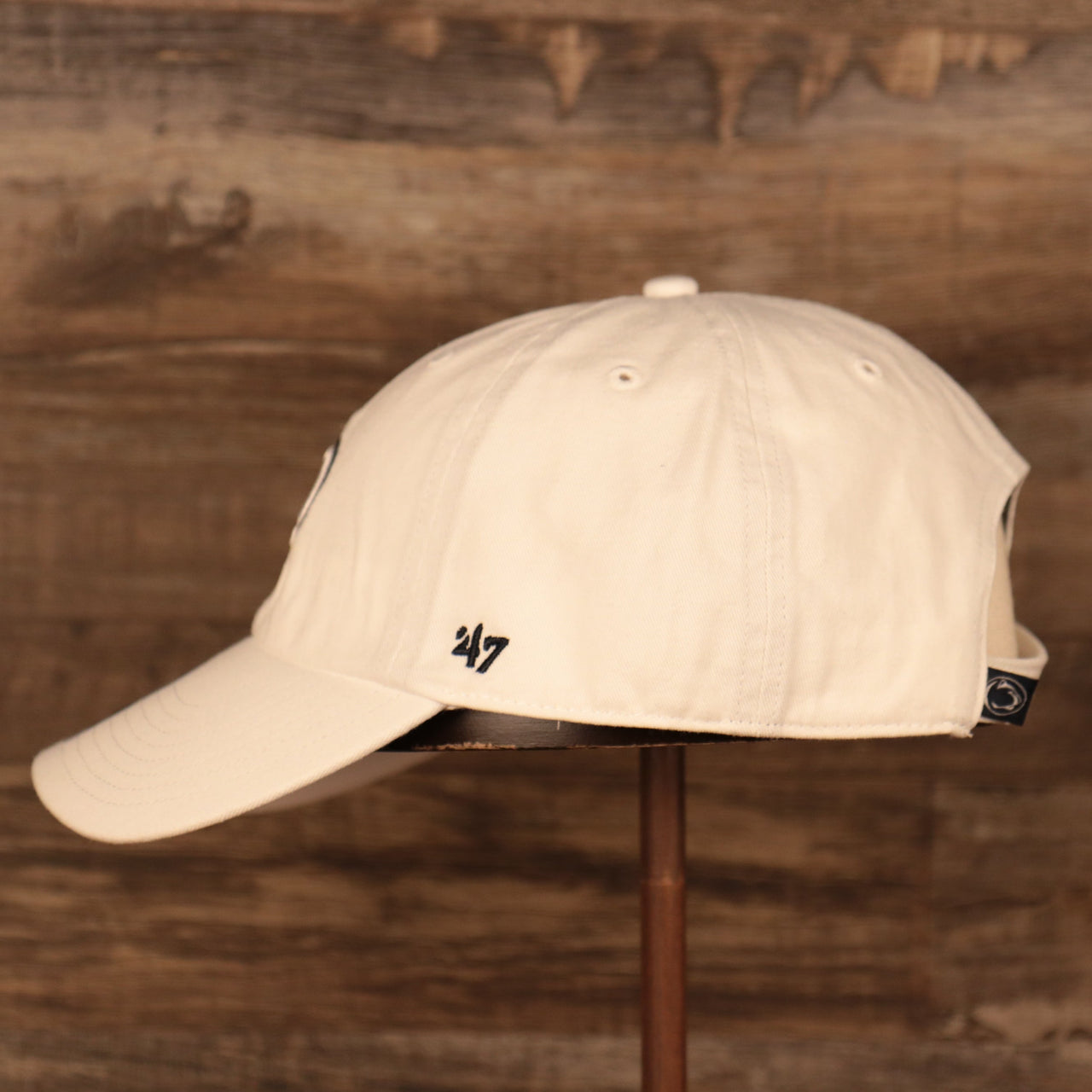 wearers left side of the Penn State Nittany Lions White Adjustable Dad Hat