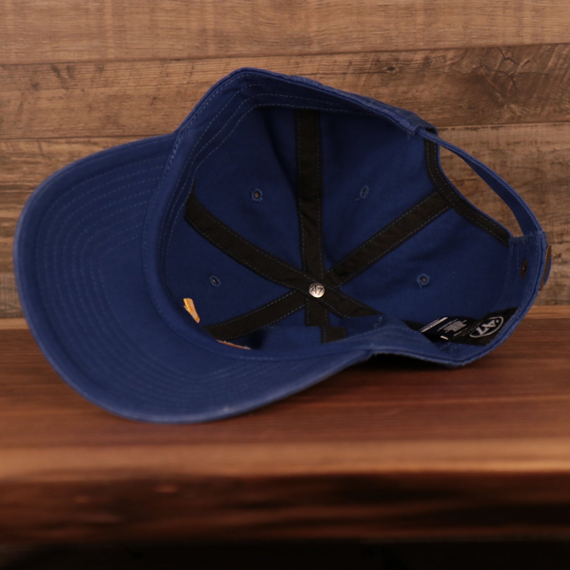 bottom of the Milwaukee Brewers Throwback Blue Adjustable Dad Hat