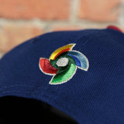 world baseball classics logo on the Dominican Republic 2023 World Baseball Classic Two Tone Grey Bottom Blue/Red 9Forty Dad Hat