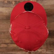 Top down view of the Cincinnati Reds All Over World Series Side Patch 5x Champ Gray Bottom 59Fifty Fitted Cap