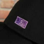 cooperstown batterman logo on the Chicago Cubs Cooperstown Metallic Pop Logo Lavender Bottom Black 59Fifty Fitted Cap