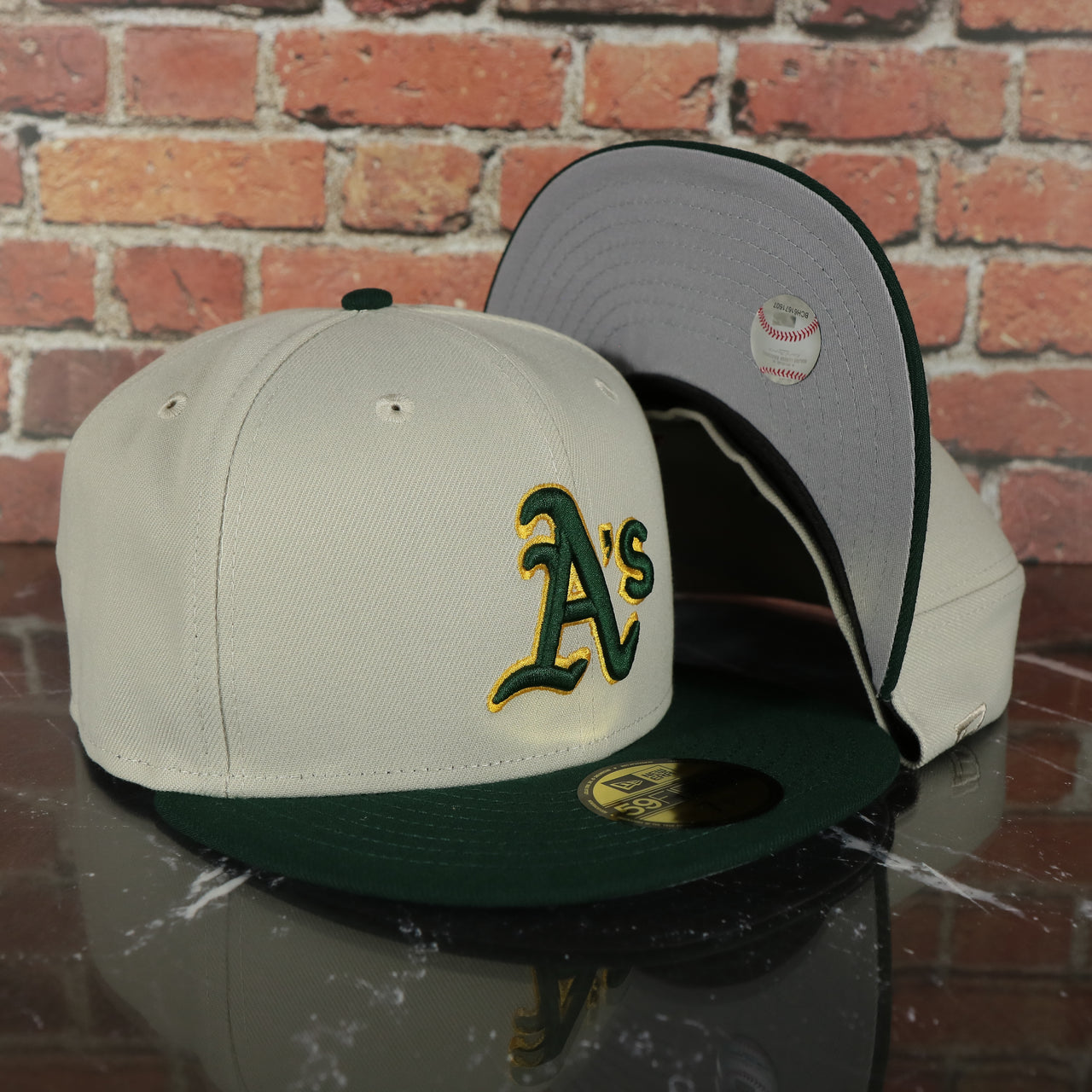 Oakland Athletics World Class 9-Time World Series Champions Two Tone Grey Bottom | Sand/Green 59Fifty Fitted Cap
