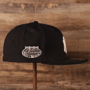 Wearer's right of the New York Yankees 2008 All Star Game Crystal Side Patch Icy Blue Bottom 59Fifty Fitted Cap