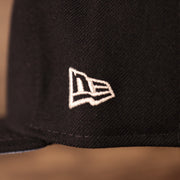 Close up of the New Era flag on the New York Yankees 2008 All Star Game Crystal Side Patch Icy Blue Bottom 59Fifty Fitted Cap