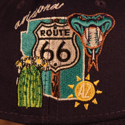 Close up side patch of the Arizona Diamondbacks "City Cluster" Side Patch Gray Bottom Purple 59Fifty Fitted Cap