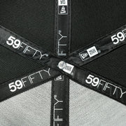 new era taping on the Philadelphia Phillies Cooperstown Planetary Space Scenery Grey bottom | Black 59Fifty Fitted Cap