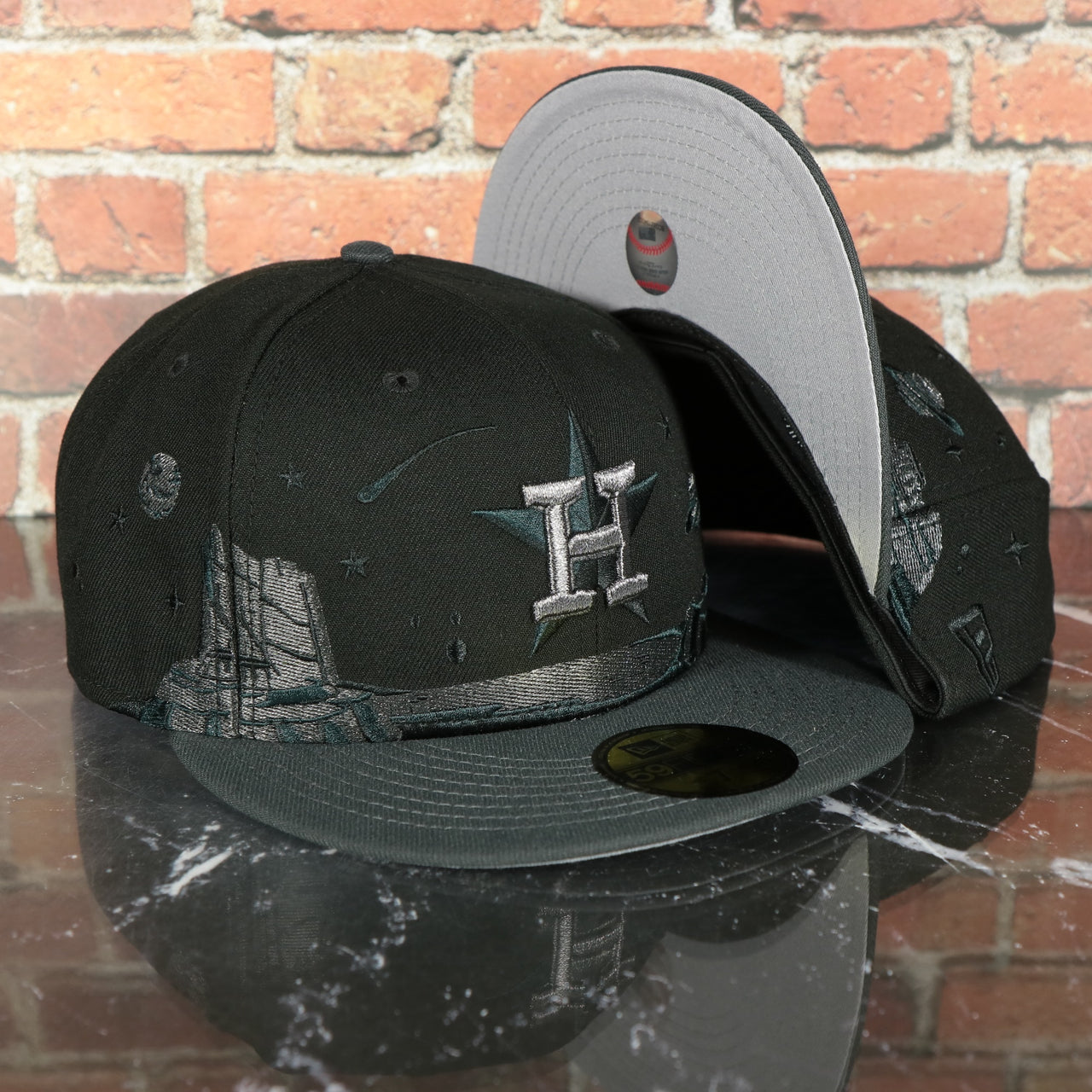 Houston Astros Planetary Space Scenery Grey bottom | Black 59Fifty Fitted Cap