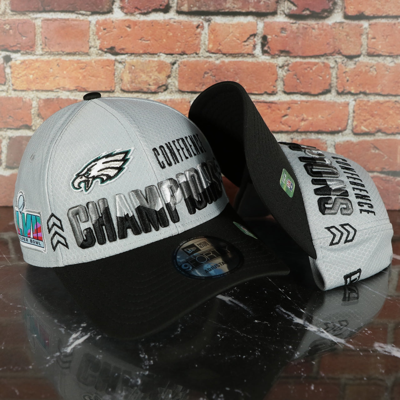 Philadelphia Eagles LVII Superbowl Conference Champions Two Tone Gray/Black 9Forty Dad Hat