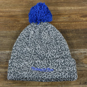 The backside of the New York Knicks Jordan 3 Matching Concrete Print Winter Beanie With Pom Pom | Gray Winter Beanie