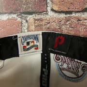 cooperstown label on the Philadelphia Phillies Cooperstown 1970 "Phillies" Script 1984 Phillies logo side patch Cream Snapback Hat