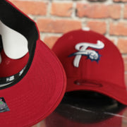 red under visor on the Reading Fightin Phils "Fightins" script MiLB Red bottom | Red 39Thirty Flexfit Hat