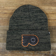 The front of the Philadelphia Flyers Brain Freeze Heather Gray Winter Beanie | Black Winter Beanie