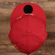 Top down view of the Philadelphia Phillies All Over Floral Pattern Flower Crotchet Side Patch Pink Bottom 59Fifty Fitted Cap