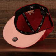 Pink bottom of the Philadelphia Phillies All Over Floral Pattern Flower Crotchet Side Patch Pink Bottom 59Fifty Fitted Cap
