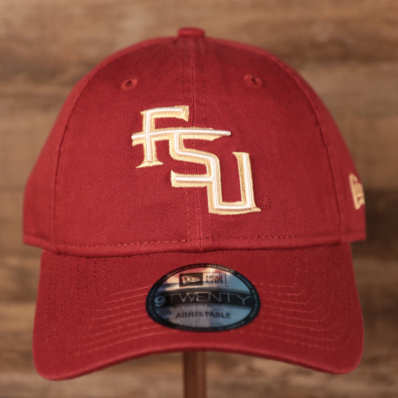 front of the Florida State Seminoles Maroon Adjustable 9Twenty Dad Hat