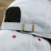 The Gray Adjustable Strap with metallic buckle on the Cooperstown Phillies Logo Green Bottom Philadelphia Phillies Dad Hat | Gray Dad Hat