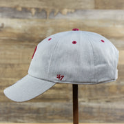 The wearer's left of the Cooperstown Phillies Logo Green Bottom Philadelphia Phillies Dad Hat | Gray Dad Hat