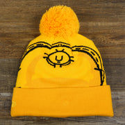 The backside of the C3PO Rebel Alliance Cuffed Logo Winter Beanie With Pom Pom | Yellow Winter Beanie