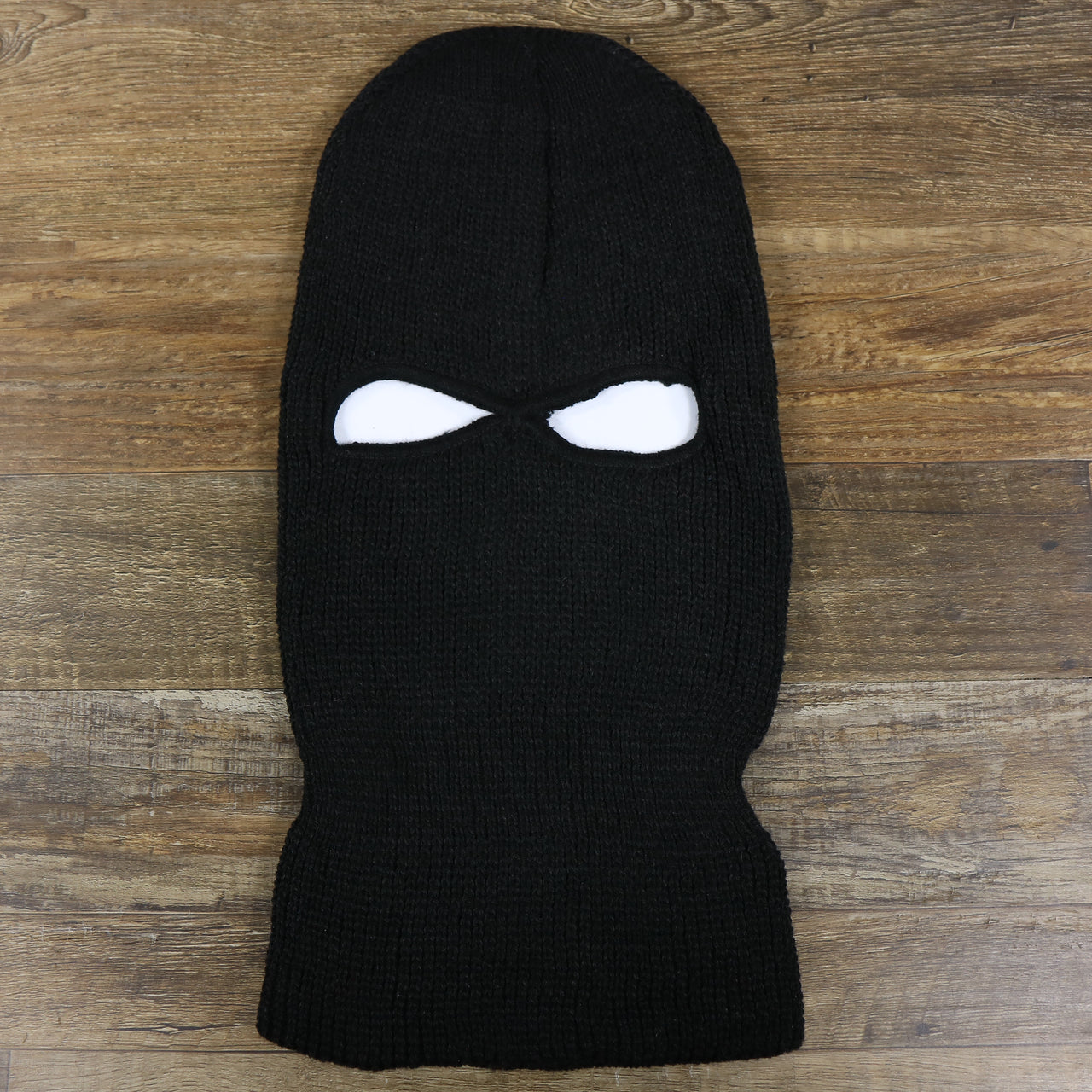 Jet Black Blank Two Hole Winter Knit Mouthless Ski Mask | Black Ski Mask