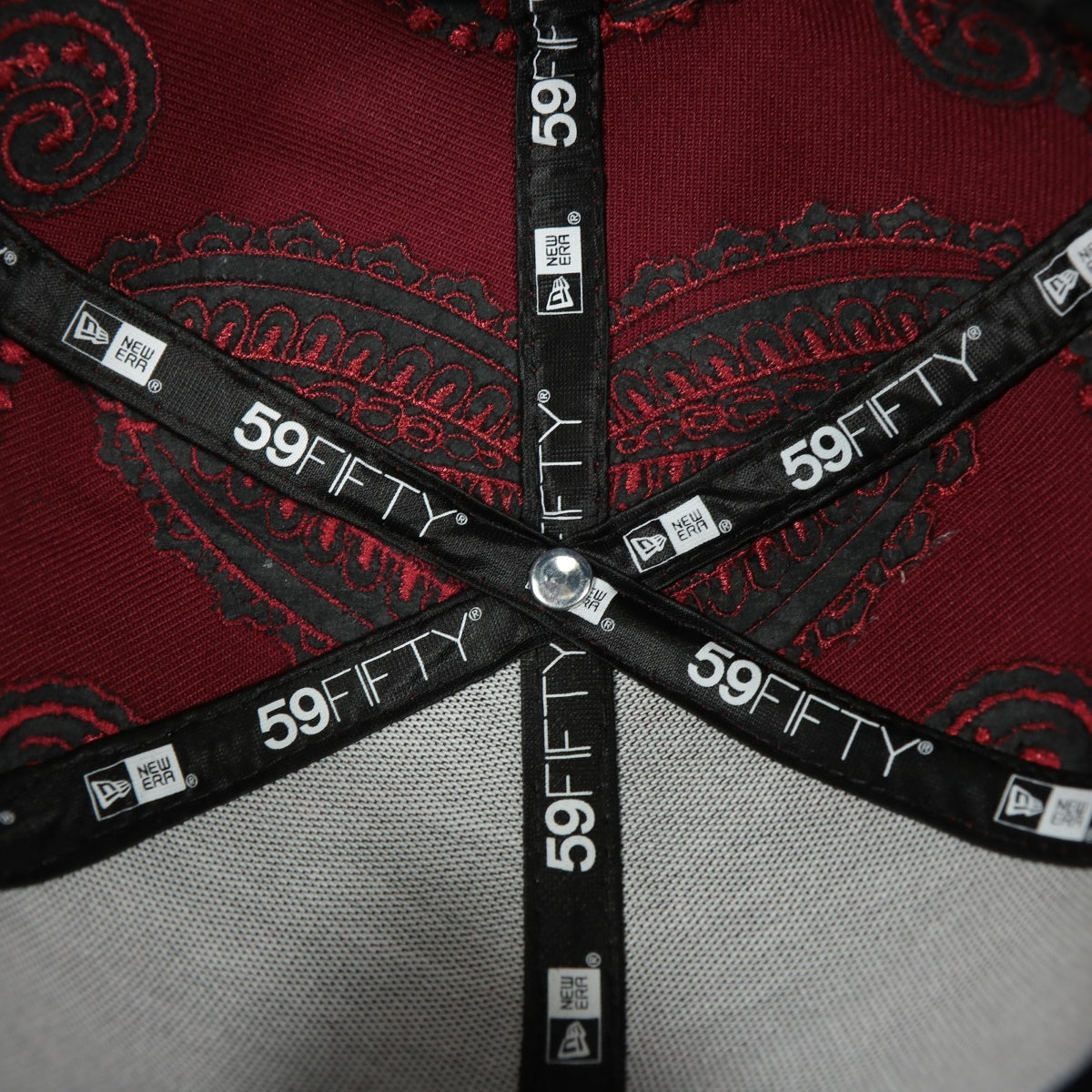 new era taping on thePhiladelphia Phillies Paisley Bandana Print Embroidered 59Fifty Fitted Cap | New Era MLB Swirl 5950