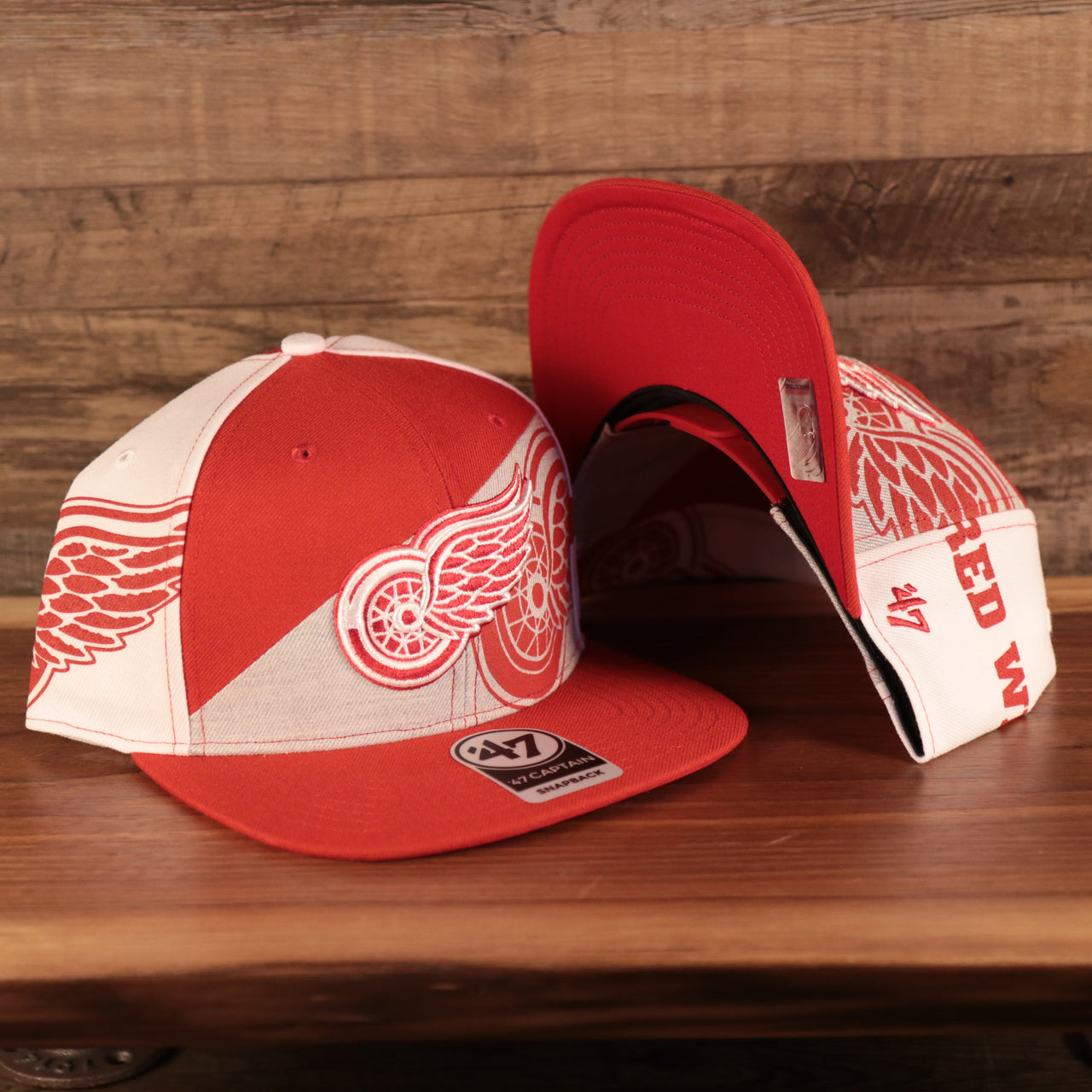 Detroit Red Wings Red Wings Lettering All Over Logo | Red Snapback Hat