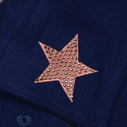 ice out side patch on the Los Angeles Dodgers Iced Out Side Patch Flower Star Gray Bottom Crystal Icons 59Fifty Fitted Cap