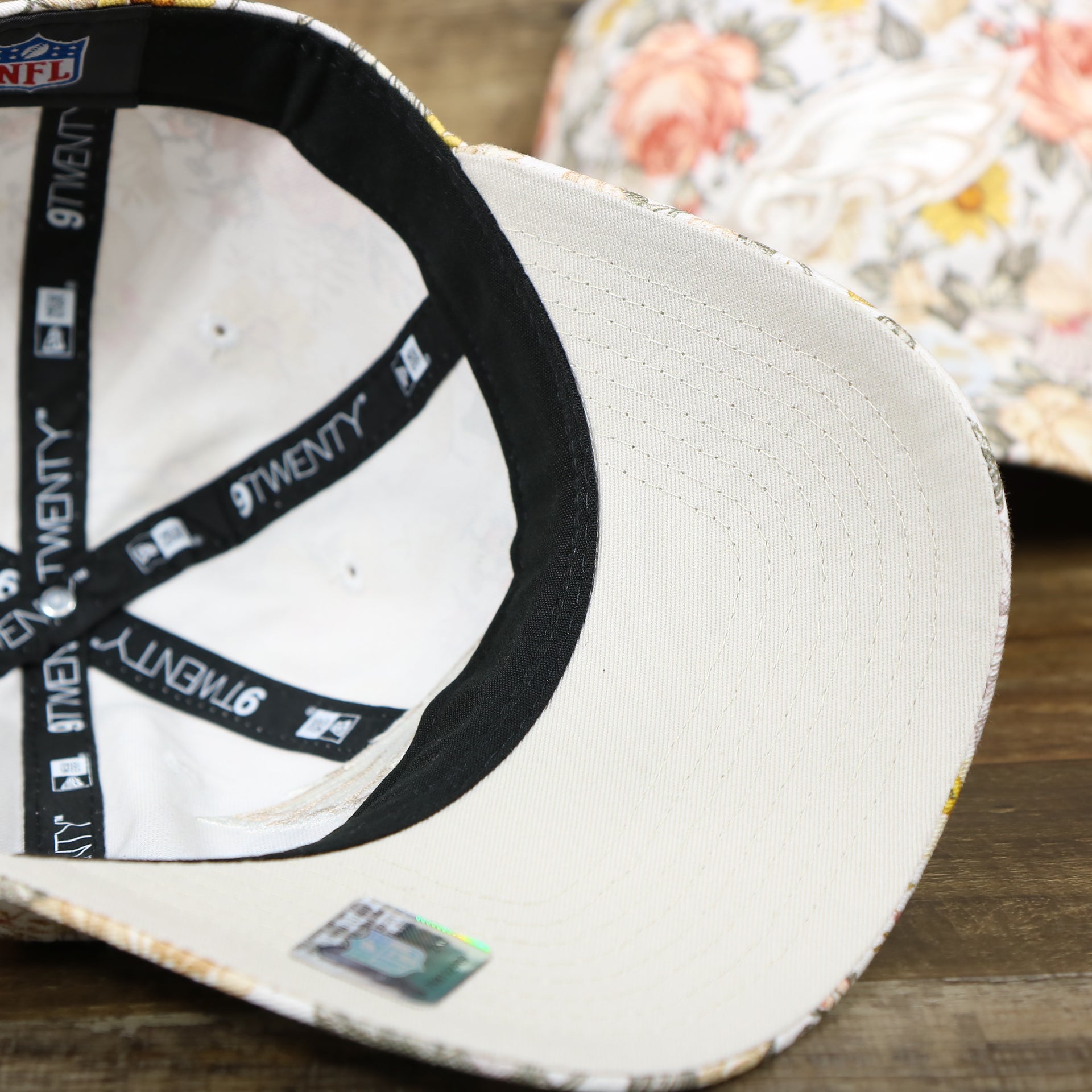 Grey under visor of the Philadelphia Eagles All Over Sunflower Rose Floral Fall Flower Bloom Print Ladies Ball Cap