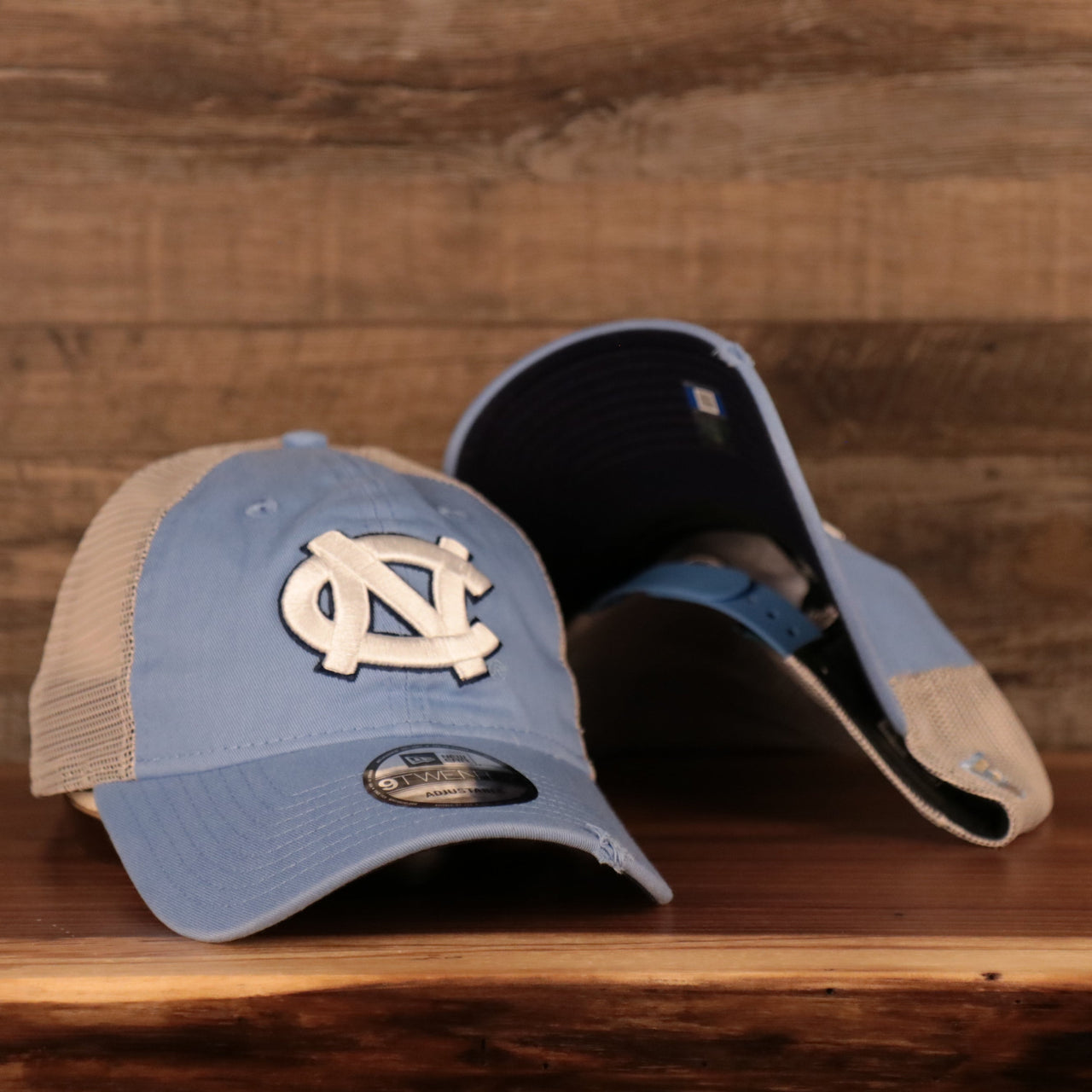 North Carolina Tar Heels Carolina Blue 9Twenty Distressed Adjustable Trucker Dad Hat