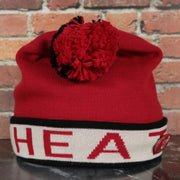 Miami Heat Split Pom Pom Winter Beanie With Heat Pin | Red Winter Beanie